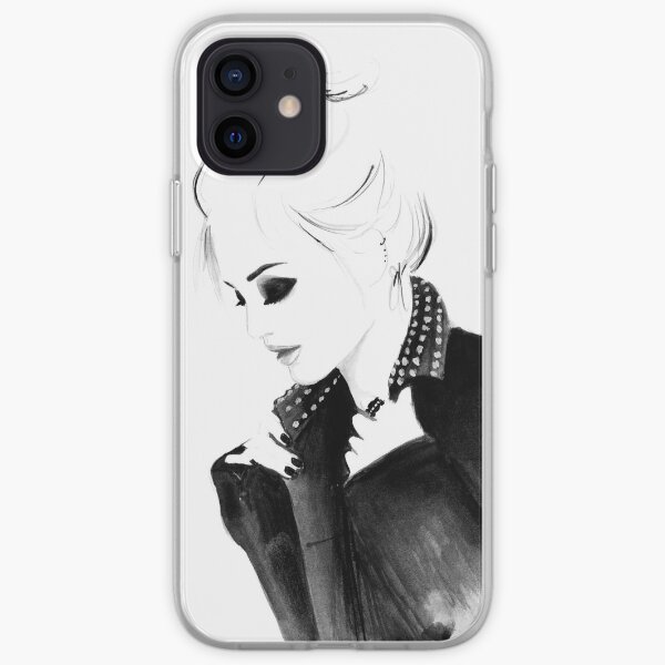 Illustration de mode aquarelle et encre intitulée Topknot Punky Coque souple iPhone