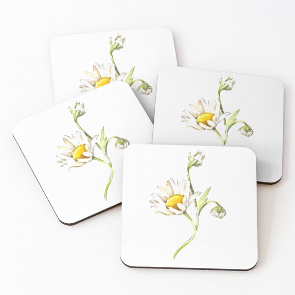 Item preview, Hand-painted watercolor camomile flower stickers designed and sold by sentimentalica.