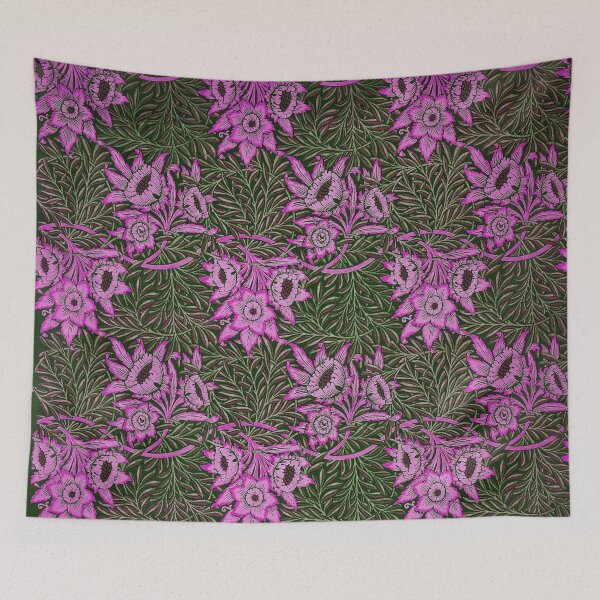 Item preview, TULIP AND WILLOW,LILAC PINK FLOWERS ,SWIRLS, GREEN LEAVES Art Nouveau Floral designed and sold by BulganLumini.