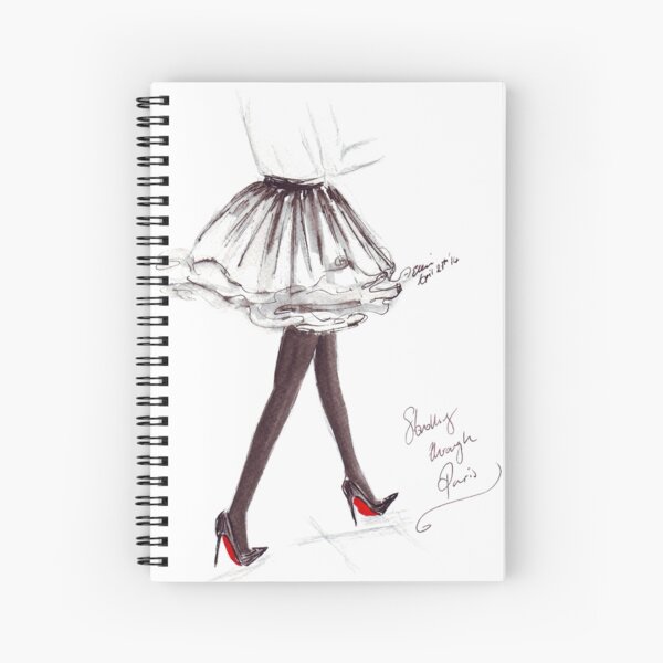 Watercolour & Ink Fashion Illustration Titled Walking in Louboutins Spiral Notebook