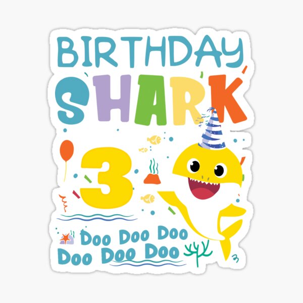 3rd Birthday Shark Stickers Redbubble