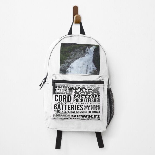Item preview, Mochila con lista de empacadores, foto de cascada designed and sold by janraydesigns.