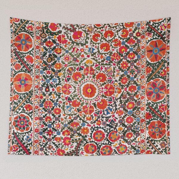 Item preview, Bokhara Suzani  Antique Uzbekistan Floral Rug Print designed and sold by Vicky Brago-Mitchell®.