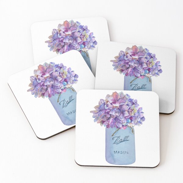 Item preview, Mason Jar with Purple Hydrangeas designed and sold by adortopia.
