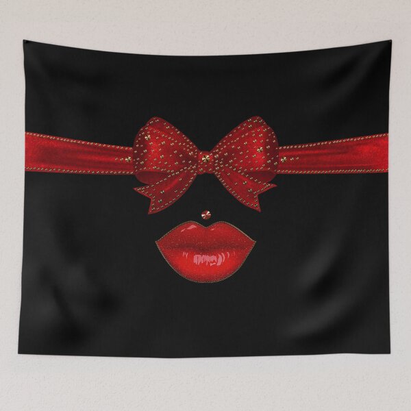 Item preview, Christmas Ribbon Lips Red Gothic Dominatrix Gifts - Fetish designed and sold by GlamourChick.