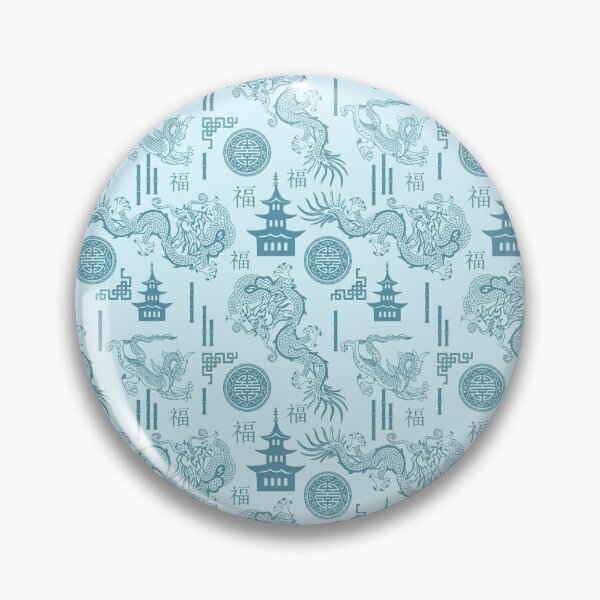Item preview, Blue Asian inspired pagodas, temples & dragons  designed and sold by RoyalPeople.