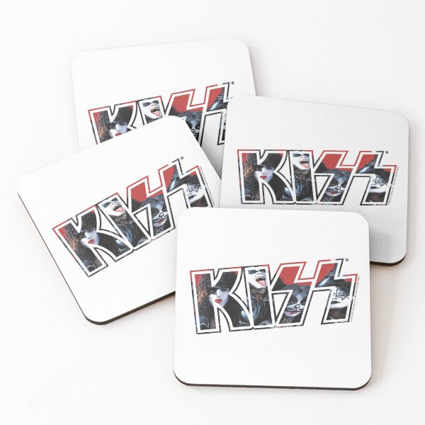 Kiss The Band Red Band Poster Logo Coasters (Set of 4)
