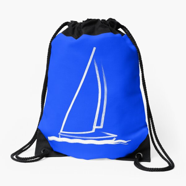 Sailing boat on windy sea Drawstring Bag