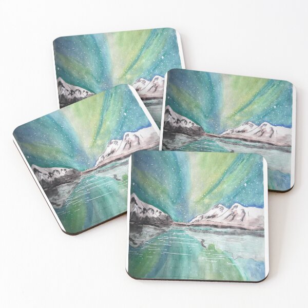 Item preview, Arora Lights over mountains Watercolour Painting designed and sold by DarkxAngel84.