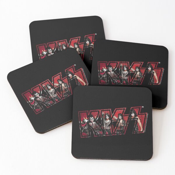 Kiss The Band Photoshoot Band Poster Logo Dark Coasters (Set of 4)