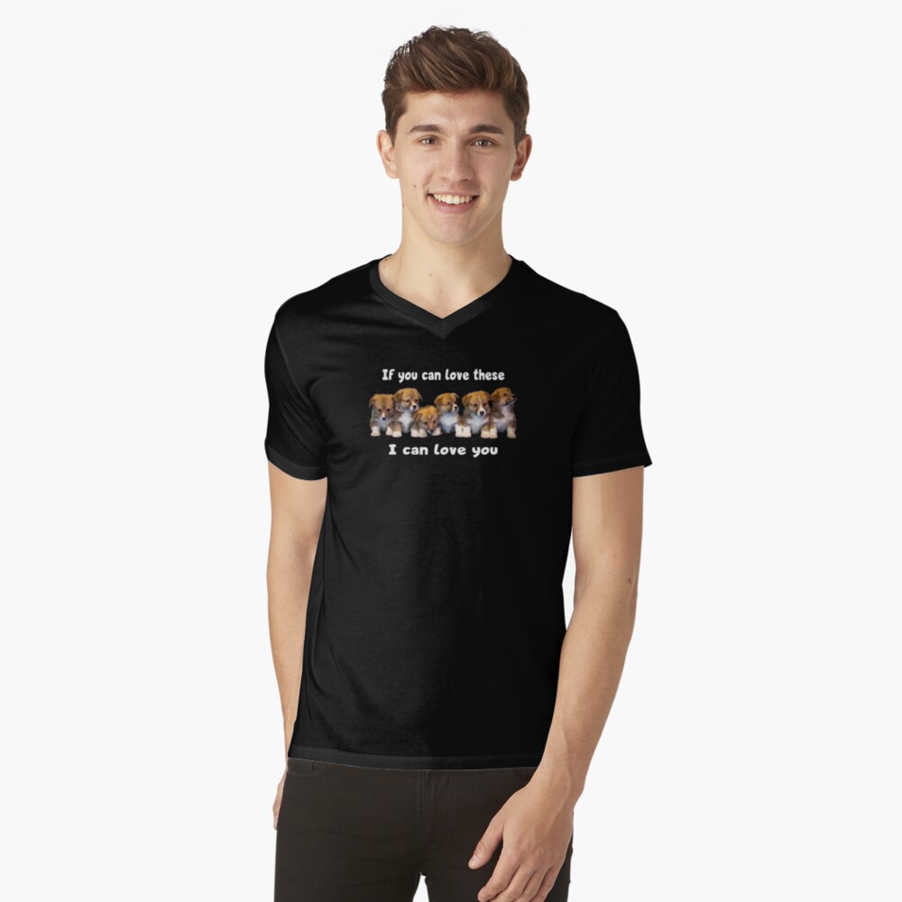 Six Awesome Puppies (dark apparel) V-Neck T-Shirt
