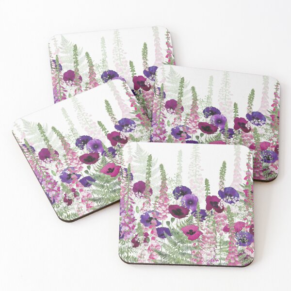 Item preview, Purple Poppies, Pink Foxgloves & Ferns designed and sold by Fiona Calder Designs.