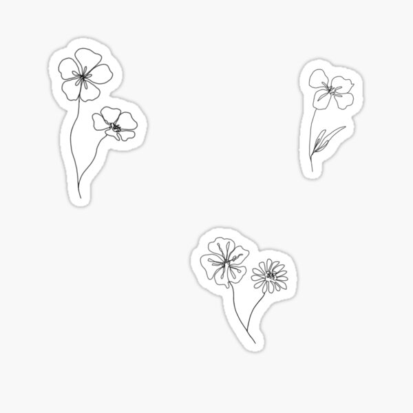 Line Art Flower Stickers for Sale