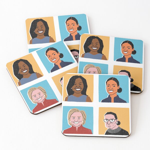 Artikelvorschau, Michelle Obama, Alexandria Ocasio Cortez, Hillary Clinton und Ruth Bader Ginsburg entworfen und verkauft von rossmackintosh.