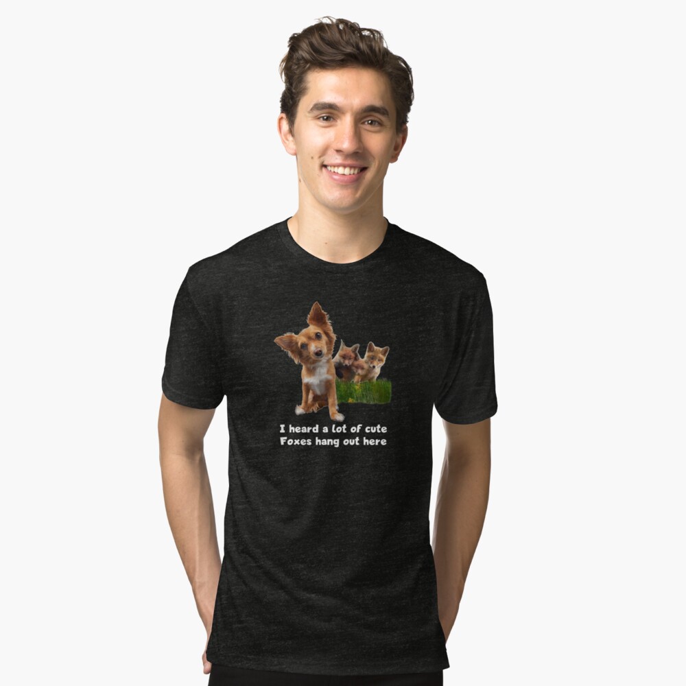 Cute Fox Terrier Party Shirt (dark apparel) Tri-blend T-Shirt