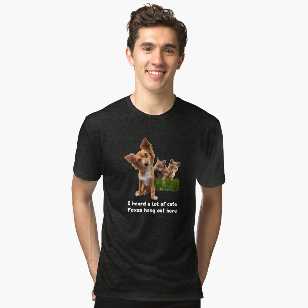 Cute Fox Terrier Party Shirt (dark apparel) Tri-blend T-Shirt