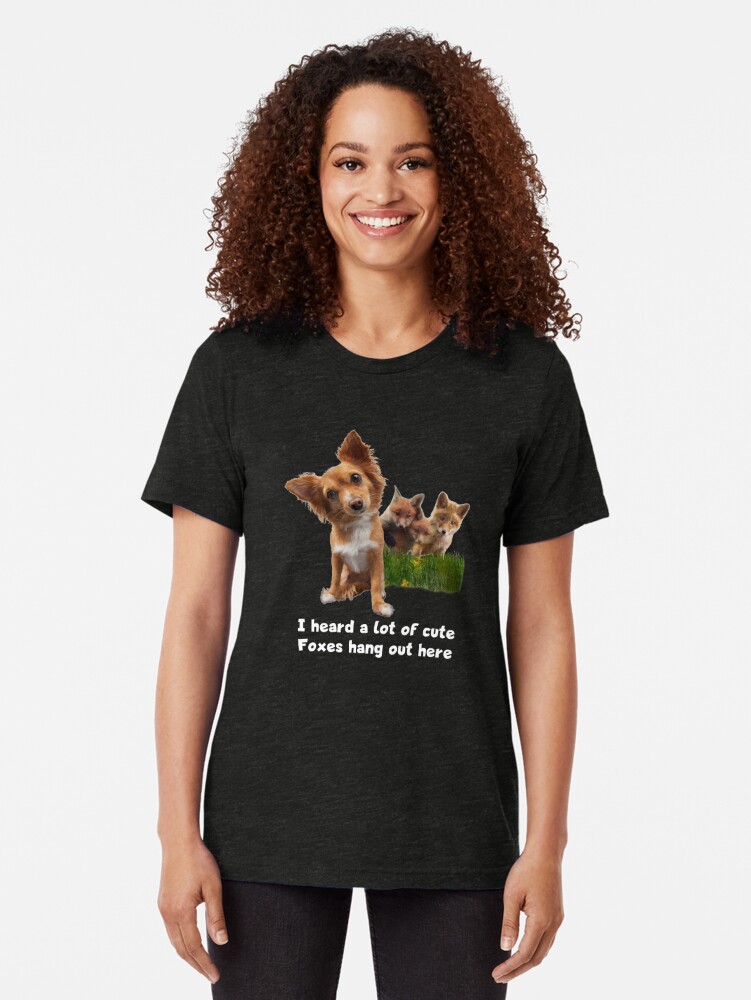 Alternate view of Cute Fox Terrier Party Shirt (dark apparel) Tri-blend T-Shirt