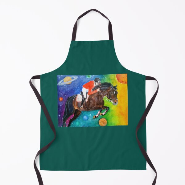 Item preview, Watercolor equestrian painting show jumping planets space designed and sold by horseaddicted.
