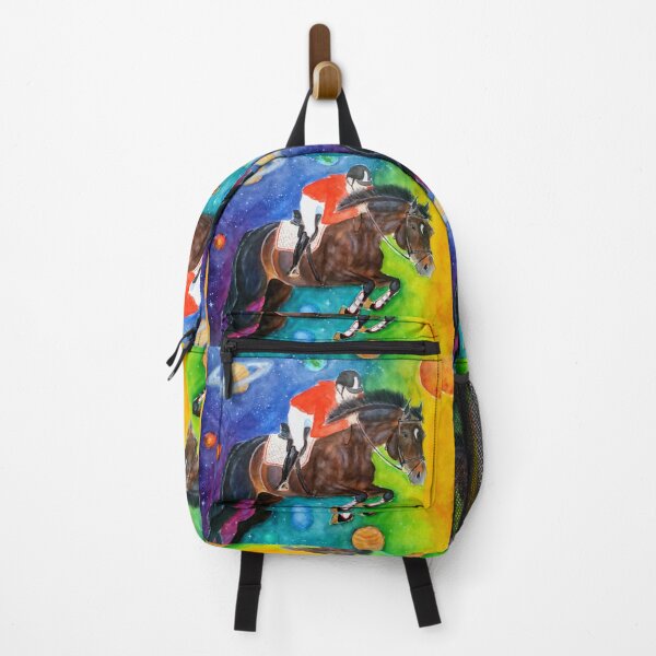 Item preview, Watercolor equestrian painting show jumping planets space designed and sold by horseaddicted.