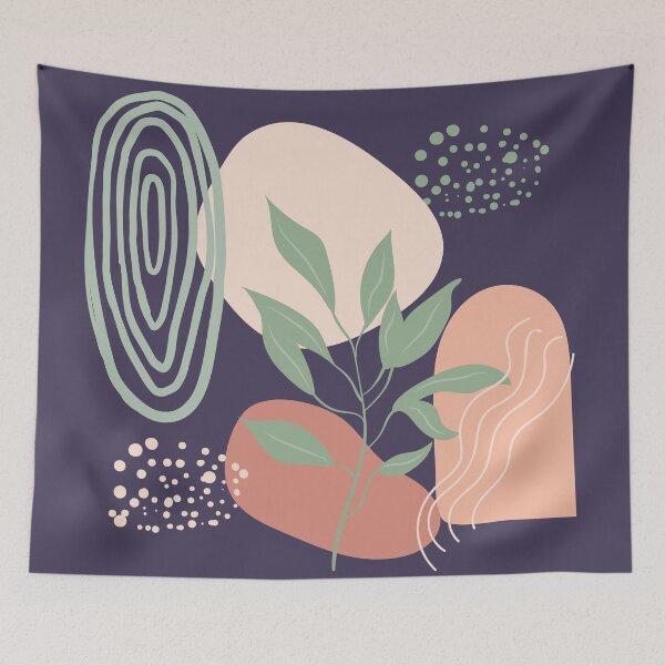 Item preview, Abstract shapes dots lines and leaves digital design illustration 55 designed and sold by MyBlackDreams.