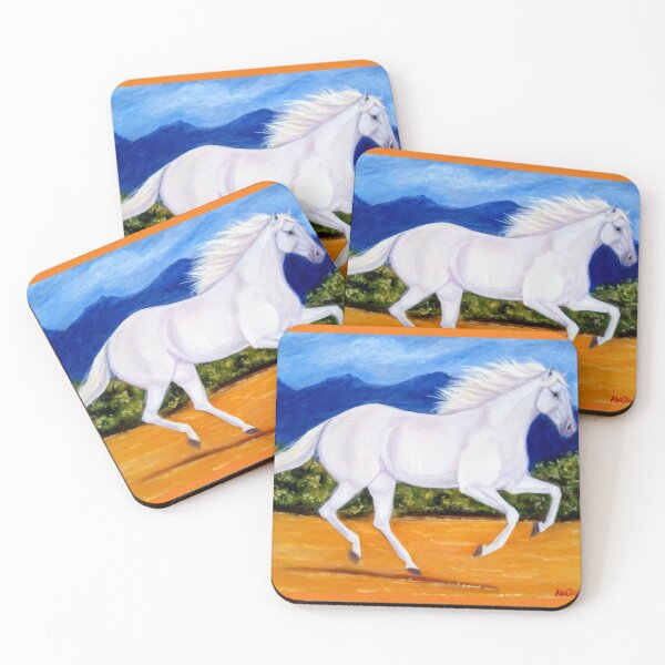 Item preview, Equine acrylic painting adalusian horse galloping designed and sold by horseaddicted.