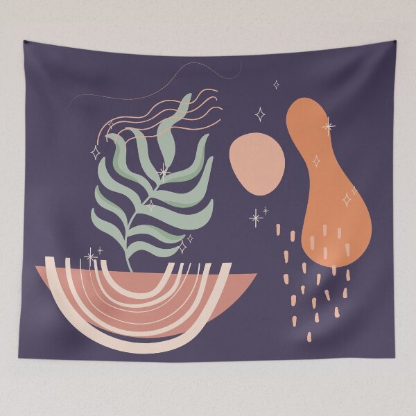 Item preview, Abstract shapes lines stars and tropical plant leaves digital design illustration 59 designed and sold by MyBlackDreams.
