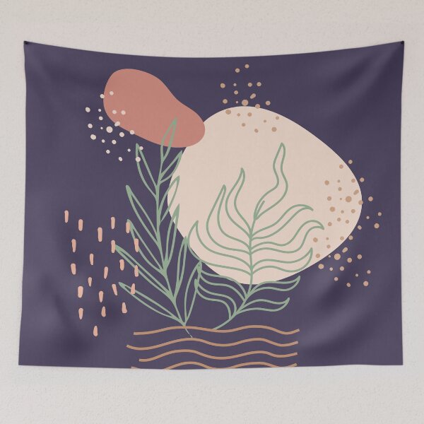 Item preview, Abstract shapes dots lines and tropical plants leaves digital design illustration 60 designed and sold by MyBlackDreams.