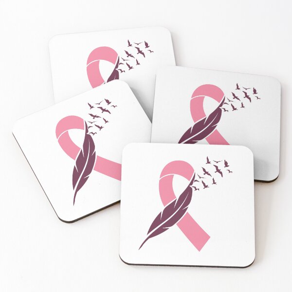 Item preview, Breast cancer awareness ribbon feather birds designed and sold by Inspireaglow.