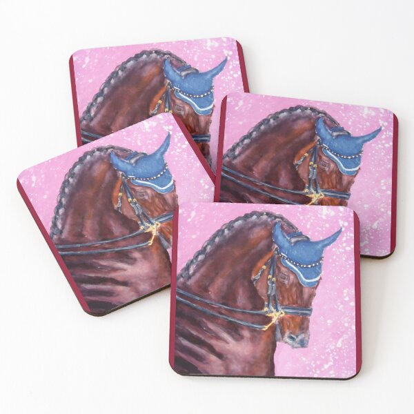 Item preview, Dressage horse portrait painting gouache designed and sold by horseaddicted.