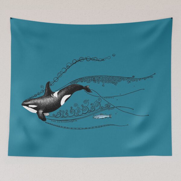 Item preview, Orca and Salmon Doodle designed and sold by mernstw.