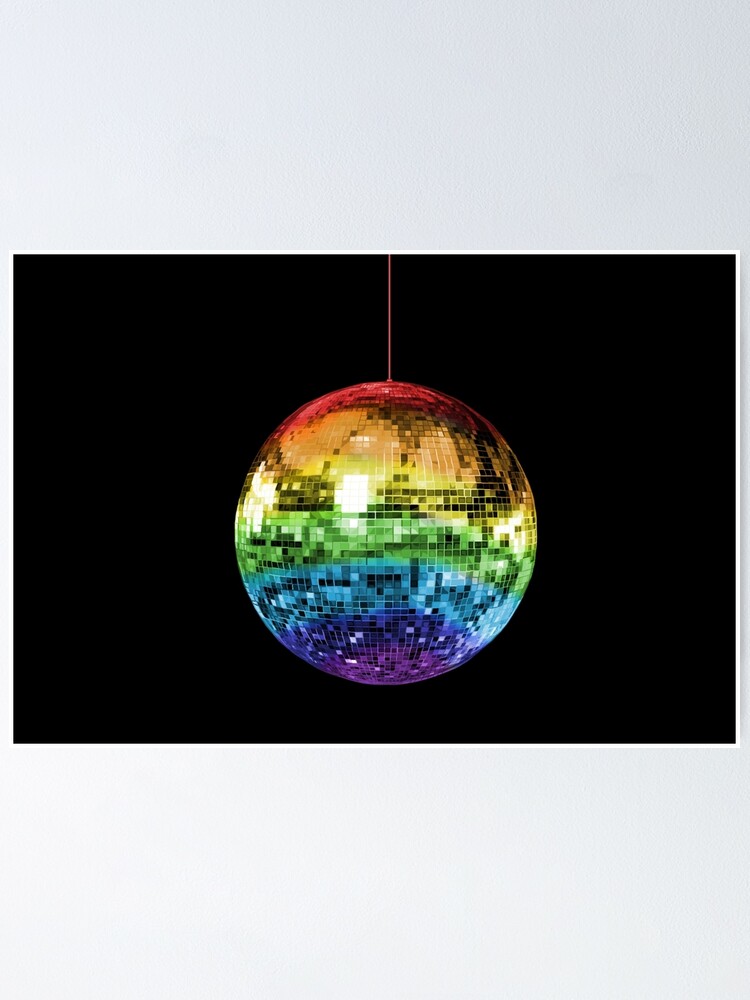 Poster for Sale avec l'œuvre « Casque Boule Disco Arc-en-Ciel » de  l'artiste Deborah Camp