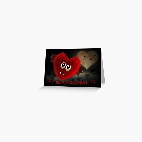 LOVEBAT GOTH BAT VALENTINE'S DAY CARD - HEART, LOVE, GOTHIC, MOON Greeting Card