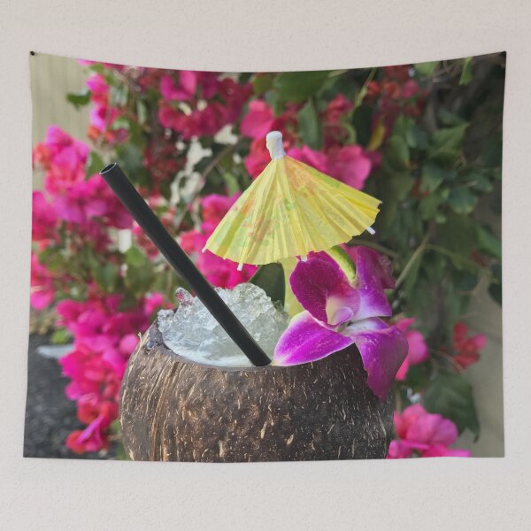 Item preview, Tropical Coconut Tiki Cocktail Drink with Orchid & Umbrella designed and sold by chelseapearl.