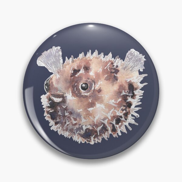 Item preview, Happy Smiling Watercolour Puffer Fish - Pufferfish - Fugu designed and sold by WeeSparrowArts.