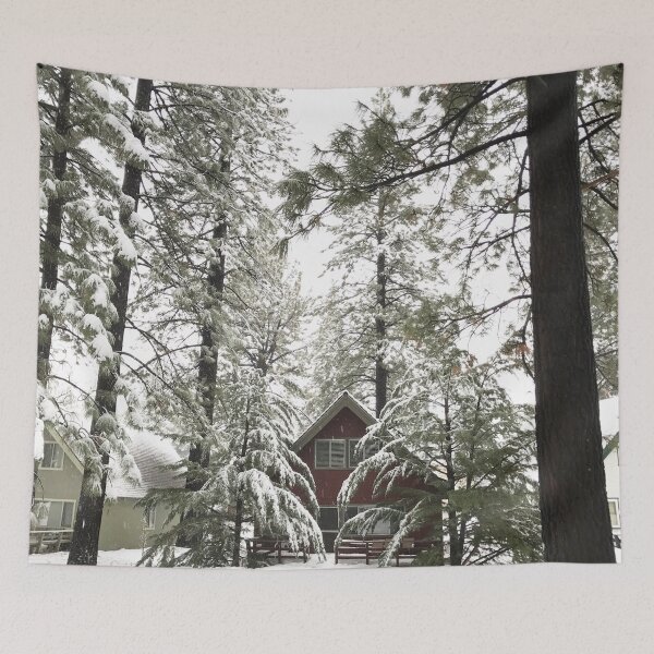 Item preview, Snowy Lake Tahoe A-Frame Cabin in Winter designed and sold by chelseapearl.