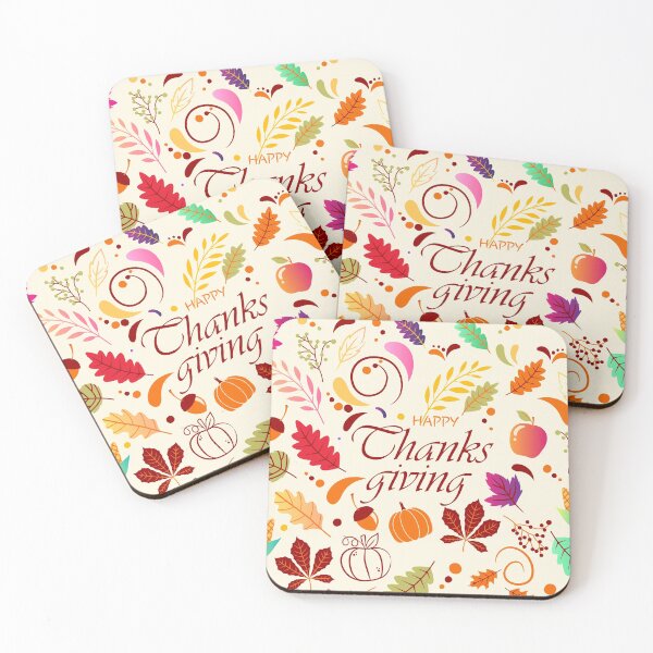 Item preview, happy thanksgiving day , hand drawn happy thanksgiving with autumn leaves designed and sold by mashmosh.