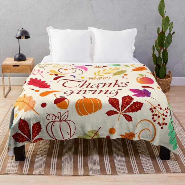 Item preview, happy thanksgiving day , hand drawn happy thanksgiving with autumn leaves designed and sold by mashmosh.