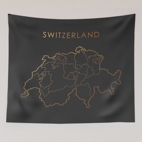 Item preview, Switzerland Gold Outline Map designed and sold by Alo.