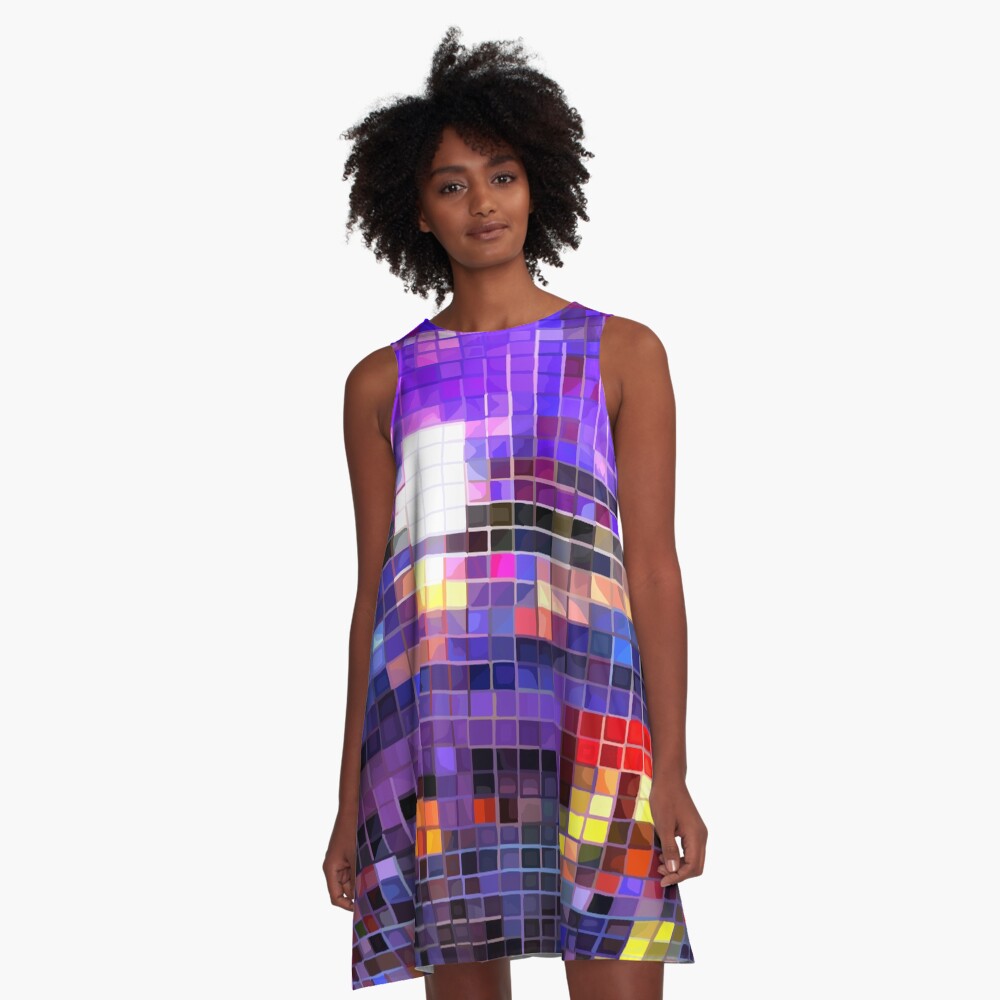 Iridescent Disco Ball Pattern A-Line Dress