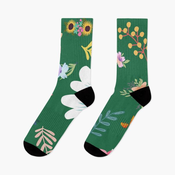 Aperçu de l'œuvre Motif floral aléatoire 3 fond vert créée et vendue par AliCatOriginals.