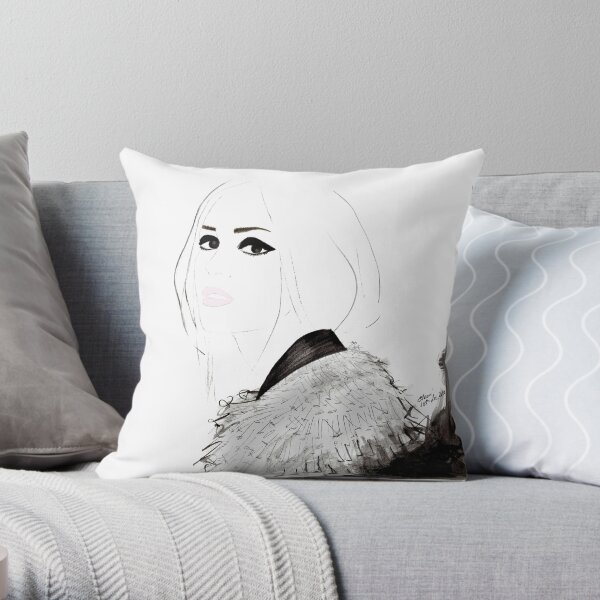 Illustration de mode aquarelle et encre intitulée Enfant sauvage Coussin