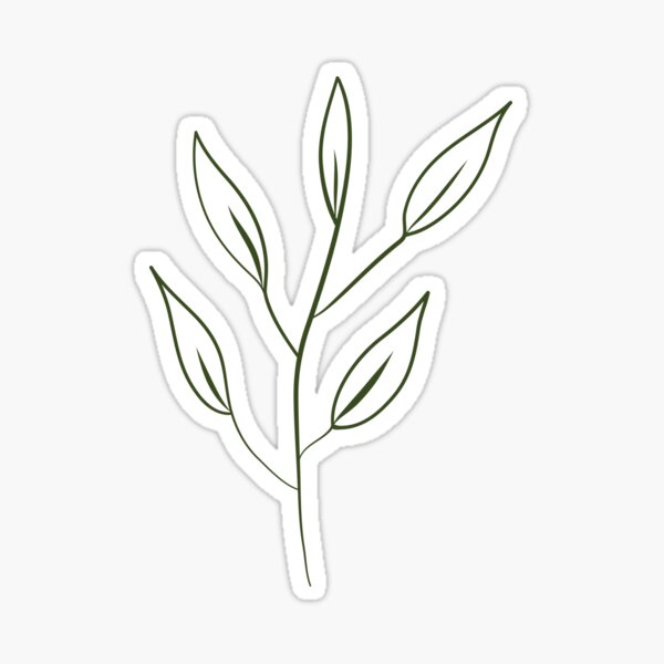 Leaf Minimal Line Drawing Sticker