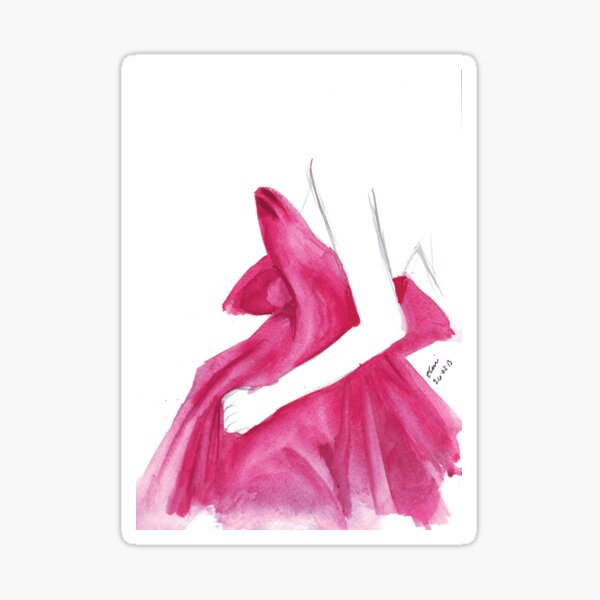Watercolour & Ink Fashion Illustration Titled Marchesa Sticker