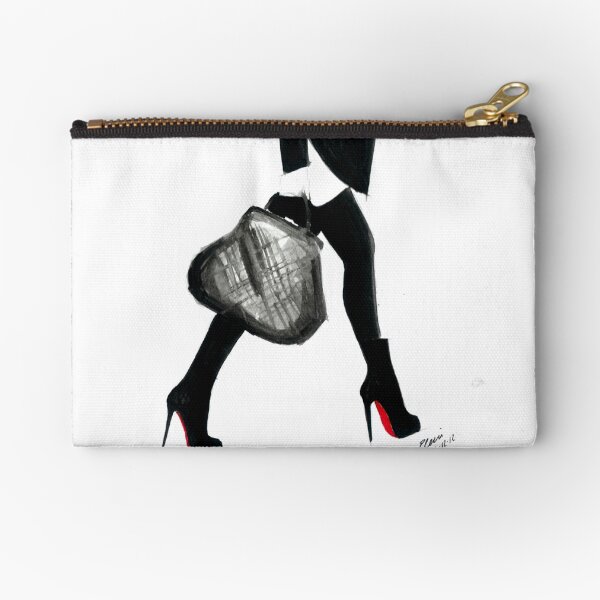 Watercolour & Ink Fashion Illustration Titled I Love Louboutin Zipper Pouch
