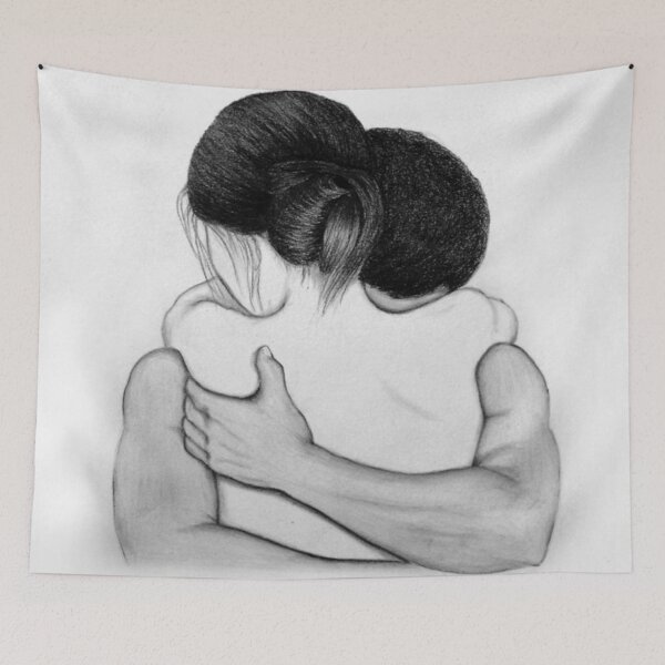 Item preview, Lovers hugging tight pencil drawing designed and sold by smailjr.