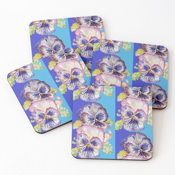 Item preview, Pansy Watercolor Purple Flower Pattern on Navy and Mid Blue designed and sold by Sarah  Rajkotwala.