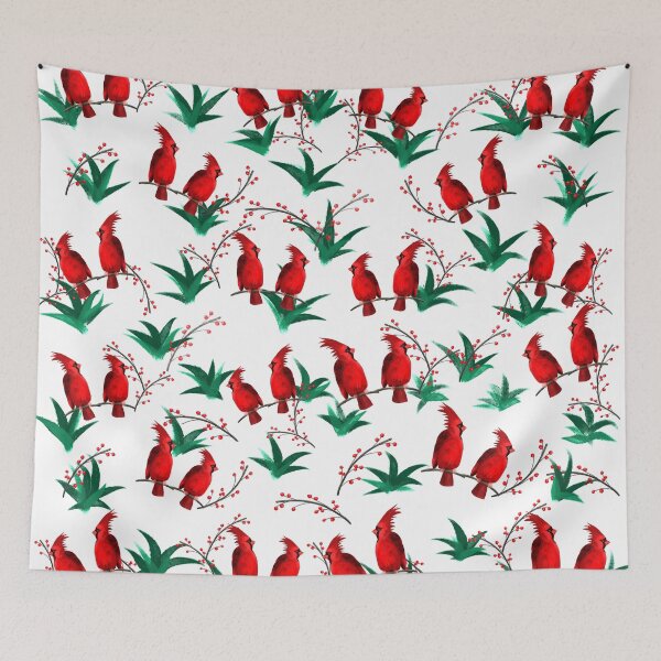 Item preview, Red Cardinal Watercolor Design with Green Leaves  designed and sold by Susaans-Art.