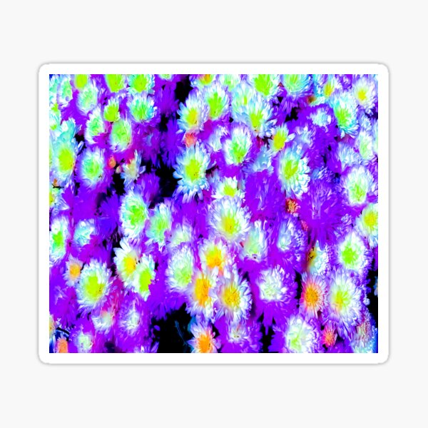 Bright Purple Green Inverted Flowers Sticker
