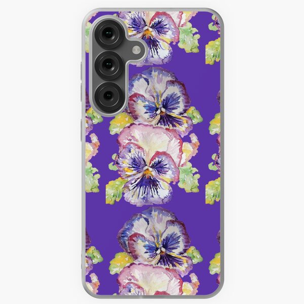 Vista previa del artículo con la obra «Patrón de flor púrpura acuarela Pansy sobre púrpura oscuro», diseñado y vendido por Sarah  Rajkotwala.