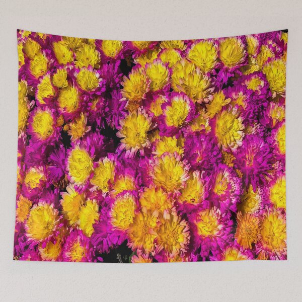 Item preview, Bright Yellow Pink Flowers Pattern designed and sold by wildjellybeans.
